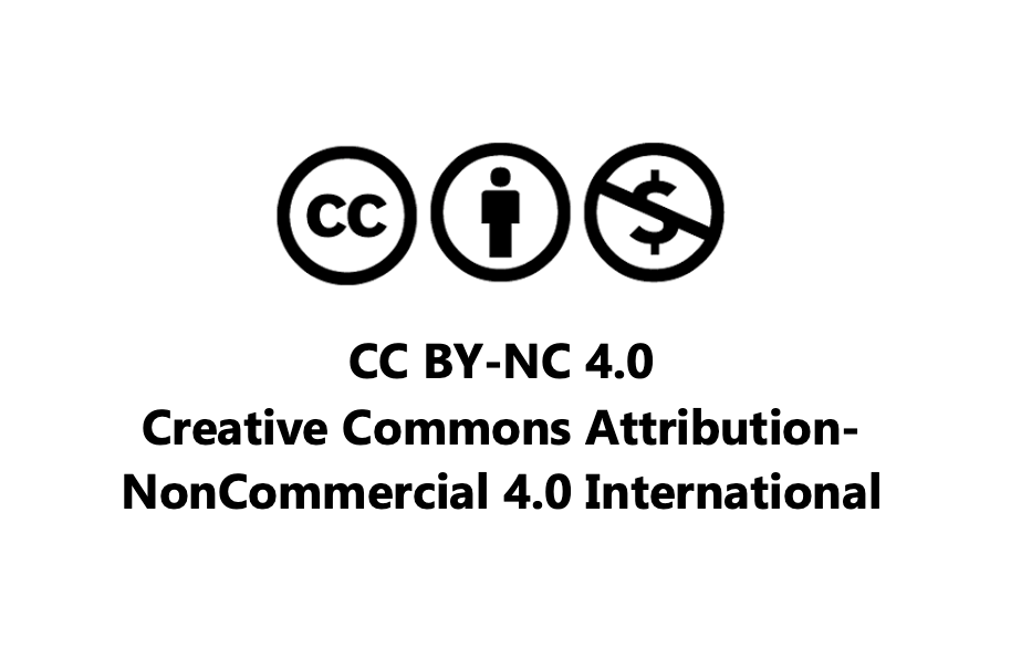 Creative Commons Attribution-Noncommercial 4.0 international logo of three circles. Circle to the left has 